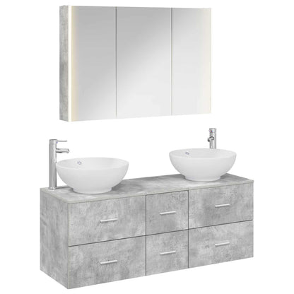 vidaXL Bathroom Furniture Set 4 pcs Concrete Grey 2