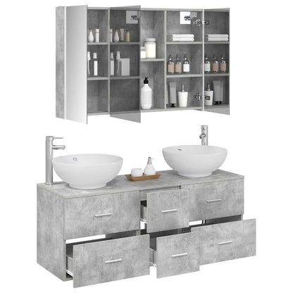 vidaXL Bathroom Furniture Set 4 pcs Concrete Grey 3
