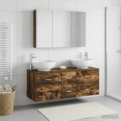 vidaXL Bathroom Furniture Set 4 pcs Smoked Oak 1