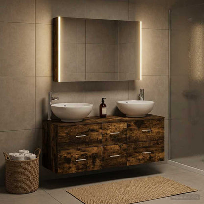 vidaXL Bathroom Furniture Set 4 pcs Smoked Oak 4