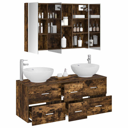 vidaXL Bathroom Furniture Set 4 pcs Smoked Oak 3