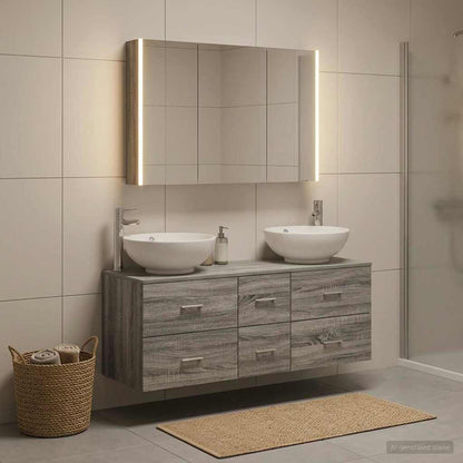 vidaXL Bathroom Furniture Set 4 pcs Grey Sonoma 1