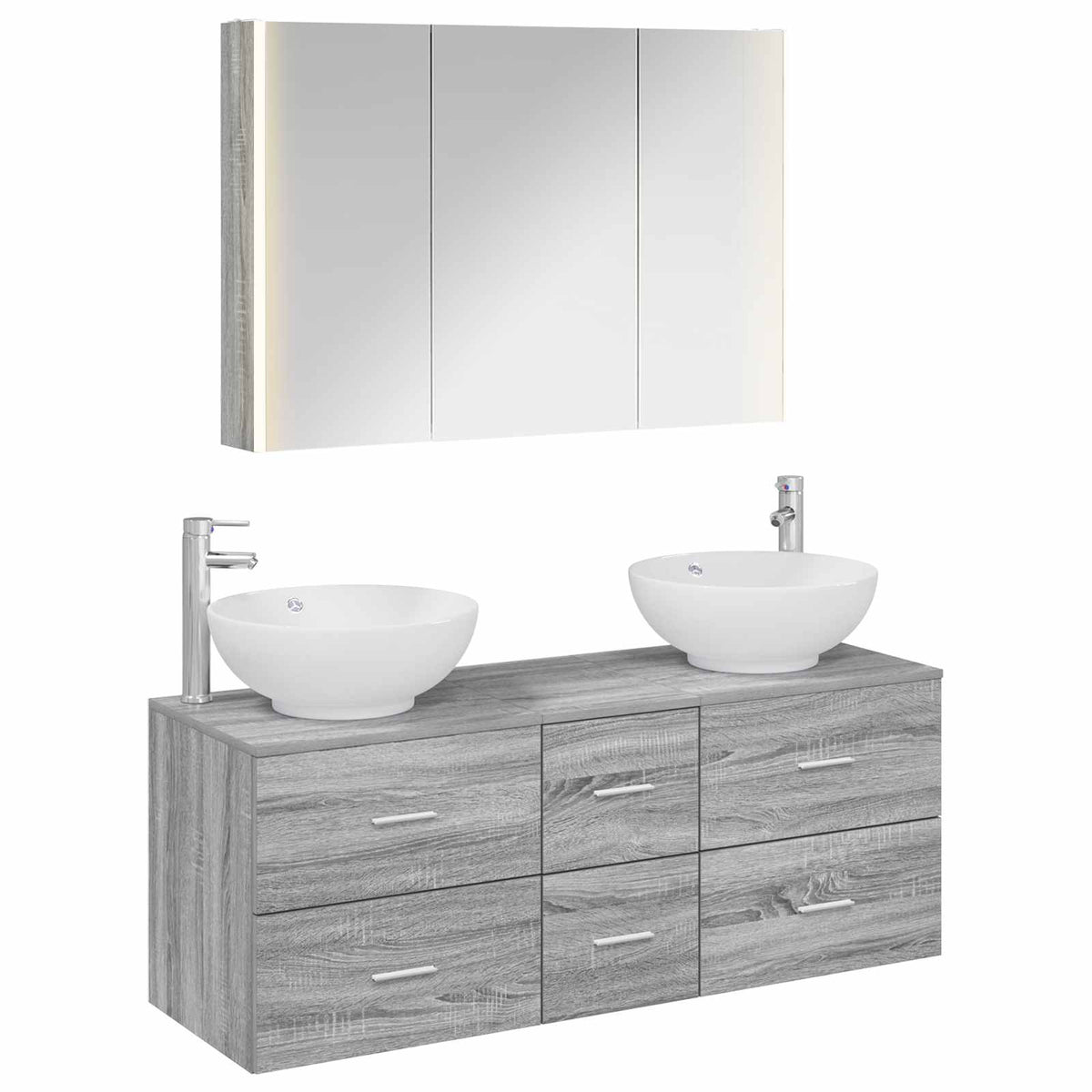 vidaXL Bathroom Furniture Set 4 pcs Grey Sonoma 2