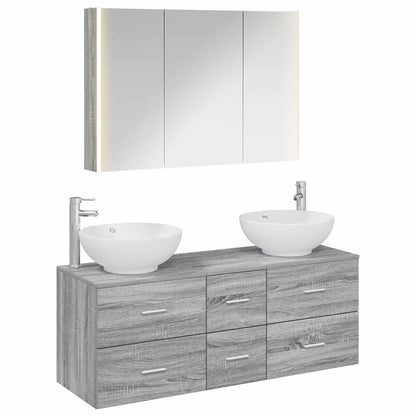 vidaXL Bathroom Furniture Set 4 pcs Grey Sonoma 2