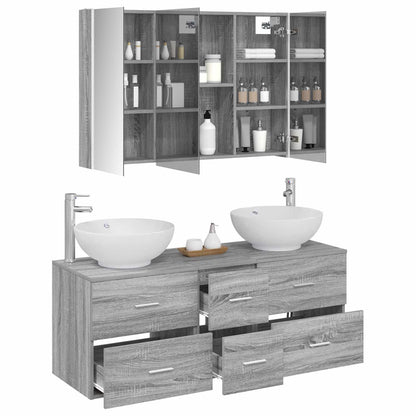 vidaXL Bathroom Furniture Set 4 pcs Grey Sonoma 3