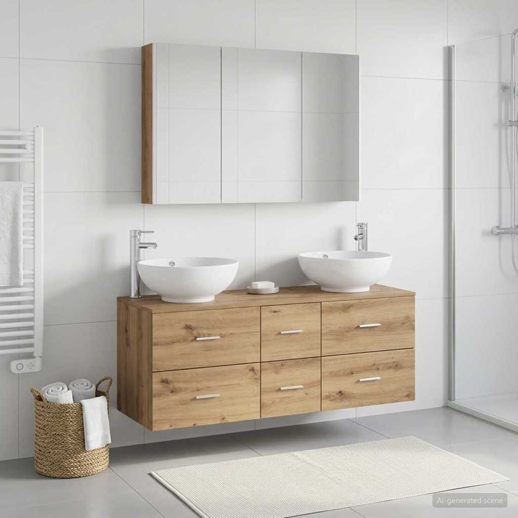 vidaXL Bathroom Furniture Set 4 pcs Artisan Oak 1