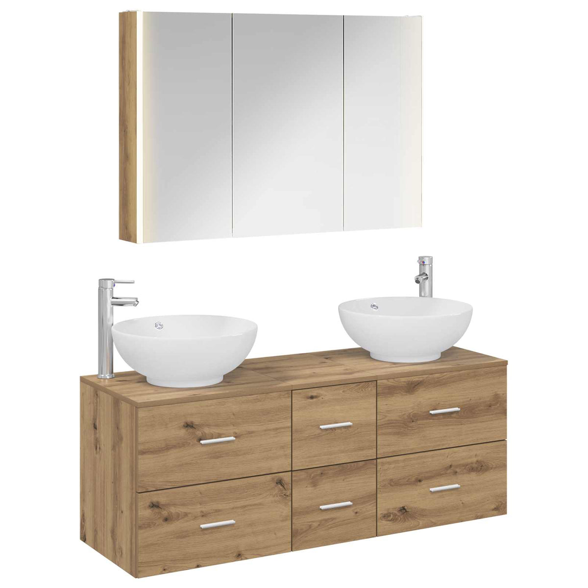 vidaXL Bathroom Furniture Set 4 pcs Artisan Oak 2