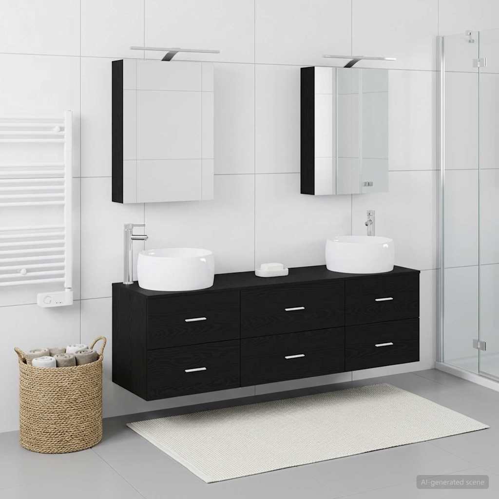 vidaXL Bathroom Furniture Set 5 pcs Black Oak 4