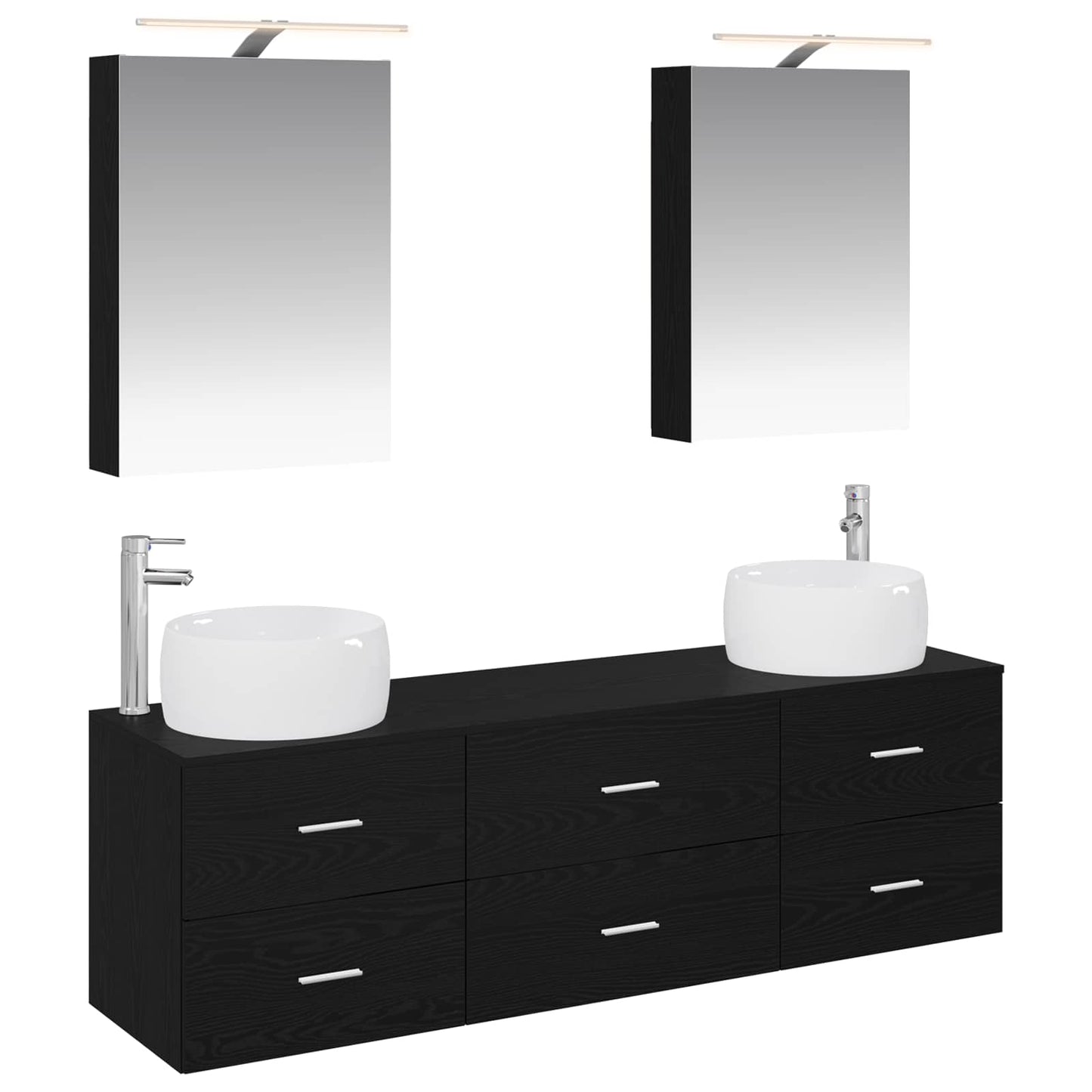 vidaXL Bathroom Furniture Set 5 pcs Black Oak 2