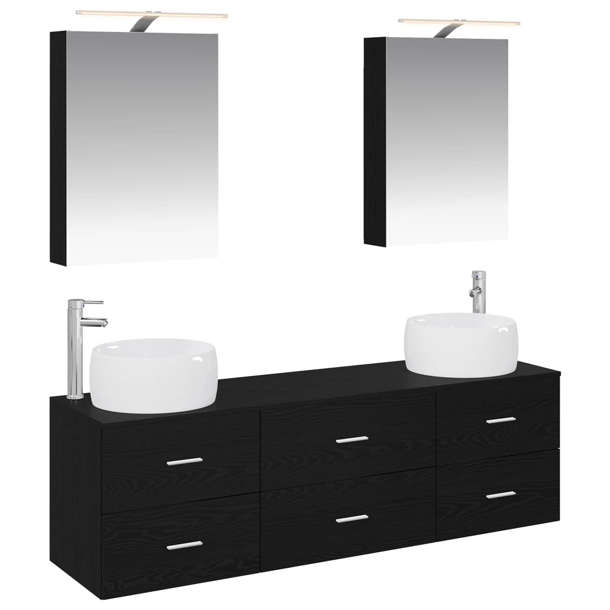 Bathroom Furniture Set 5 pcs 50 x 14.5 x 70 cm Black oak