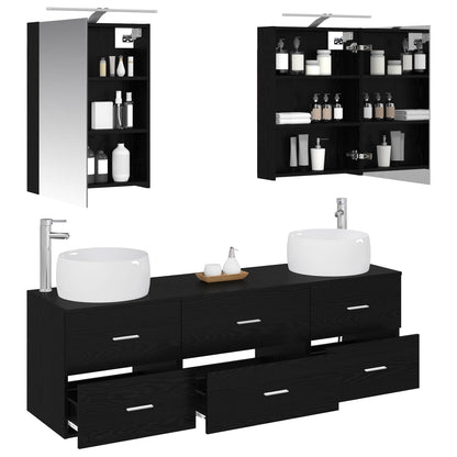vidaXL Bathroom Furniture Set 5 pcs Black Oak 3