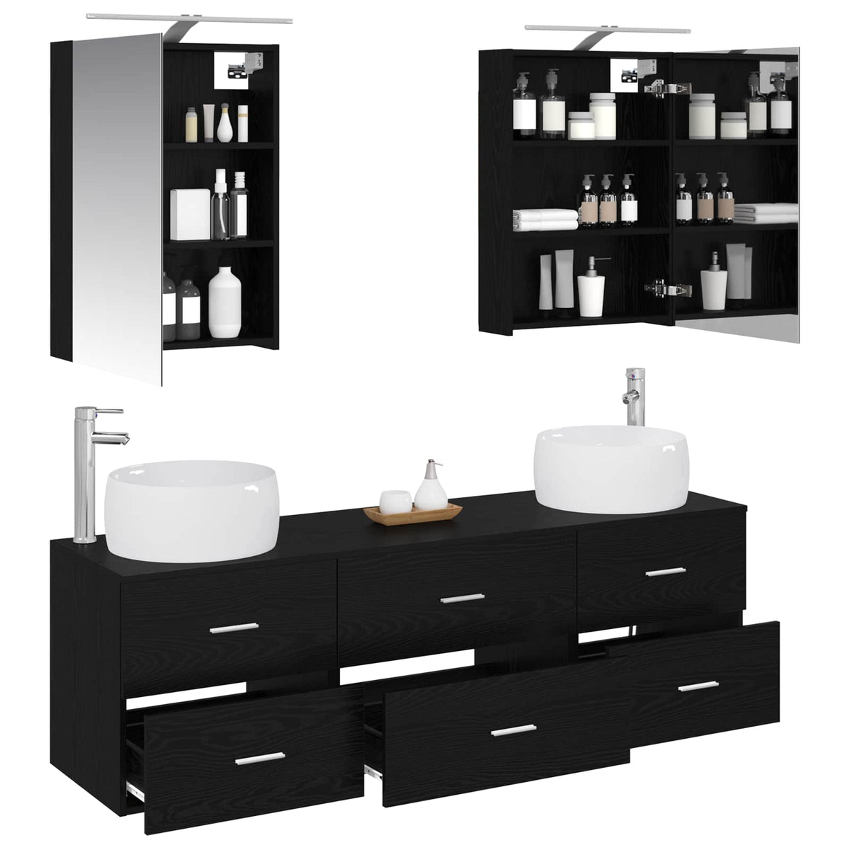 Bathroom Furniture Set 5 pcs 50 x 14.5 x 70 cm Black oak