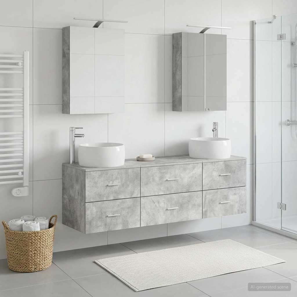 vidaXL Bathroom Furniture Set 5 pcs Concrete Grey 4