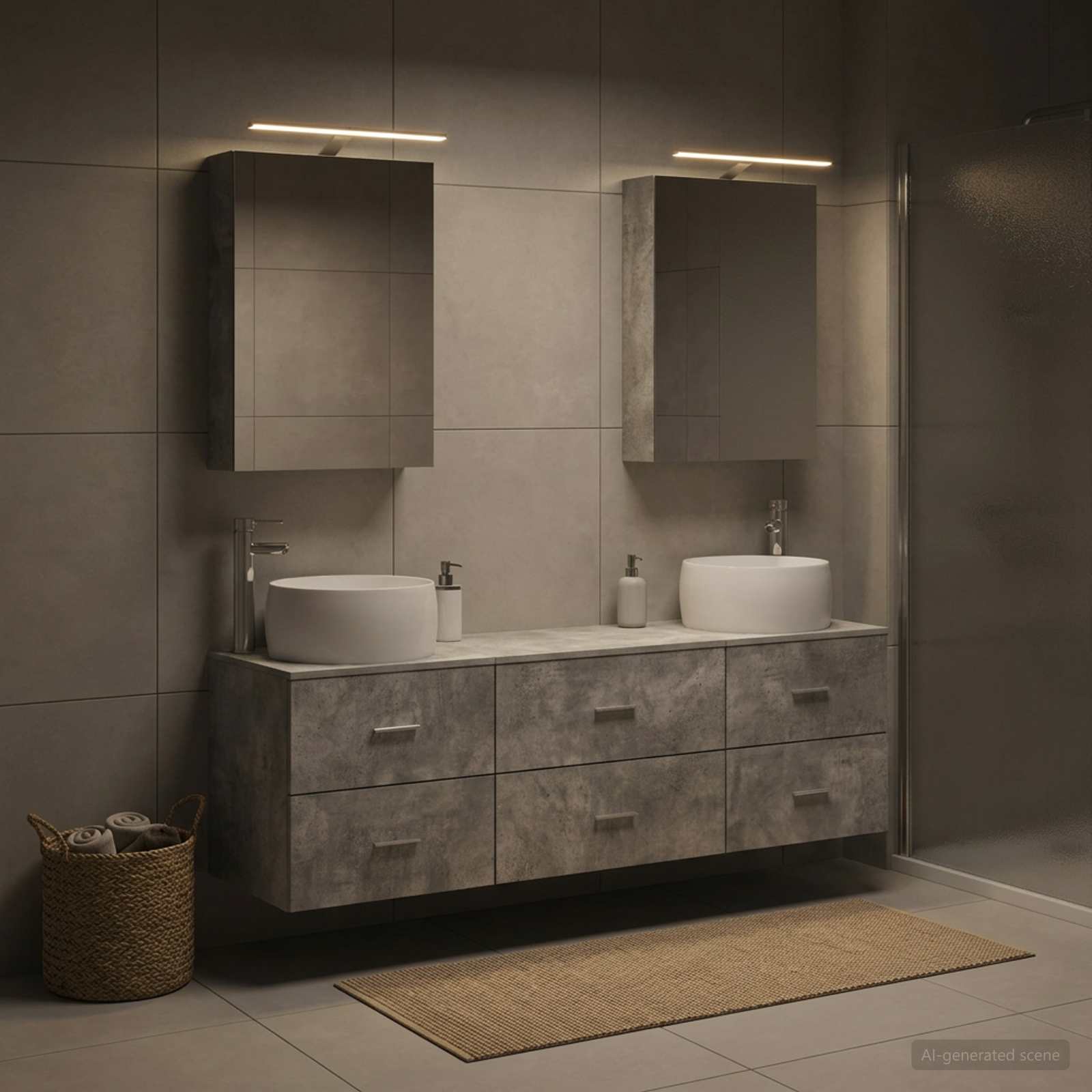 vidaXL Bathroom Furniture Set 5 pcs Concrete Grey 1