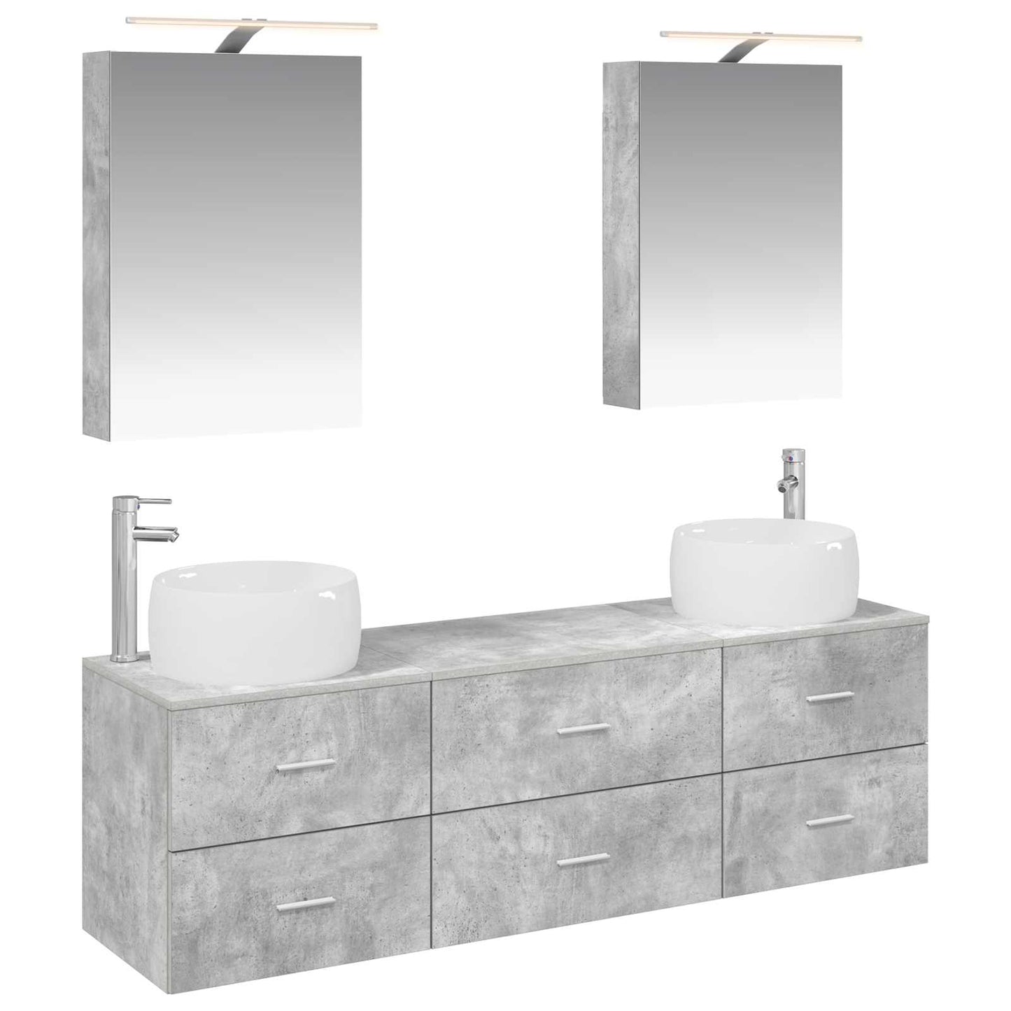 vidaXL Bathroom Furniture Set 5 pcs Concrete Grey 2