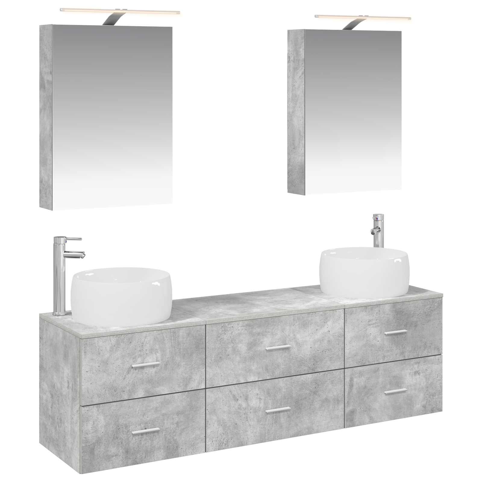 vidaXL Bathroom Furniture Set 5 pcs Concrete Grey 2