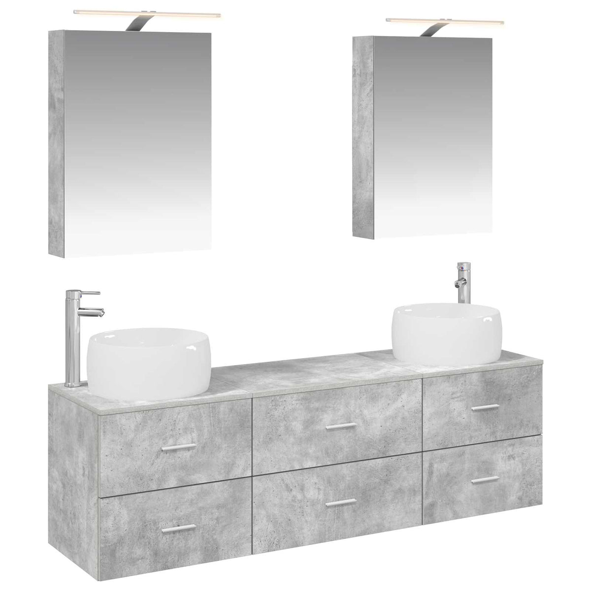 Bathroom Furniture Set 5 pcs 50 x 14.5 x 70 cm Concrete grey