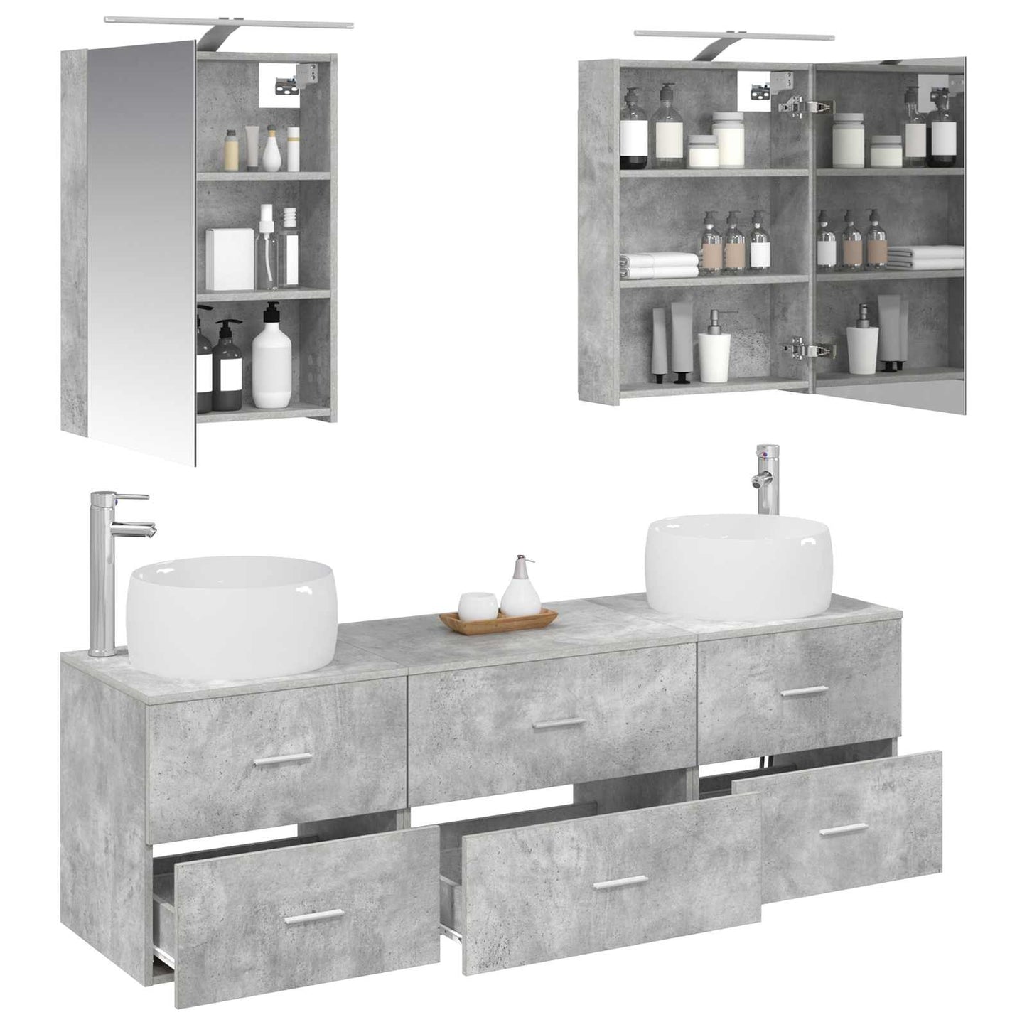 vidaXL Bathroom Furniture Set 5 pcs Concrete Grey 3