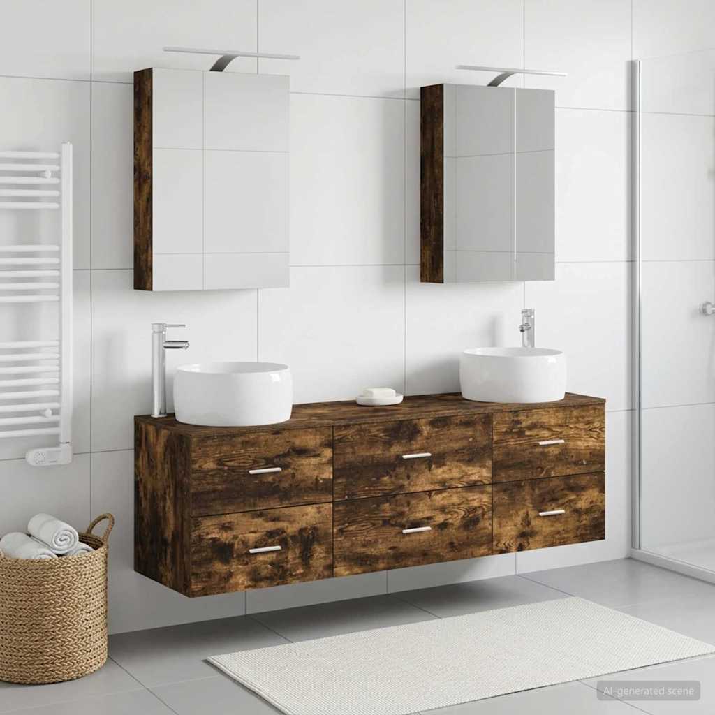vidaXL Bathroom Furniture Set 5 pcs Smoked Oak 1