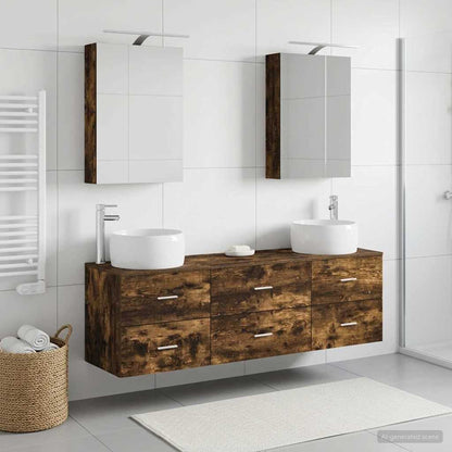 vidaXL Bathroom Furniture Set 5 pcs Smoked Oak 1