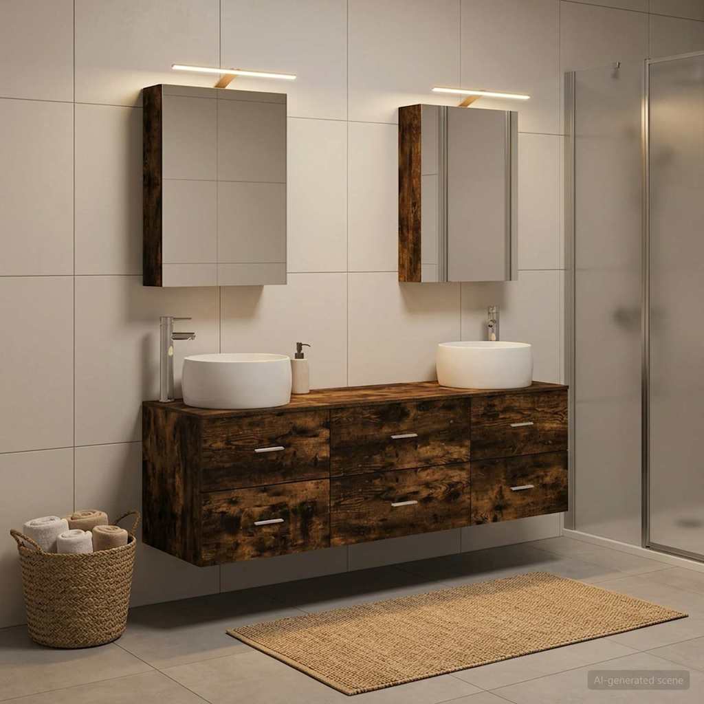 vidaXL Bathroom Furniture Set 5 pcs Smoked Oak 4