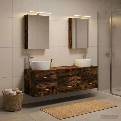 vidaXL Bathroom Furniture Set 5 pcs Smoked Oak 4