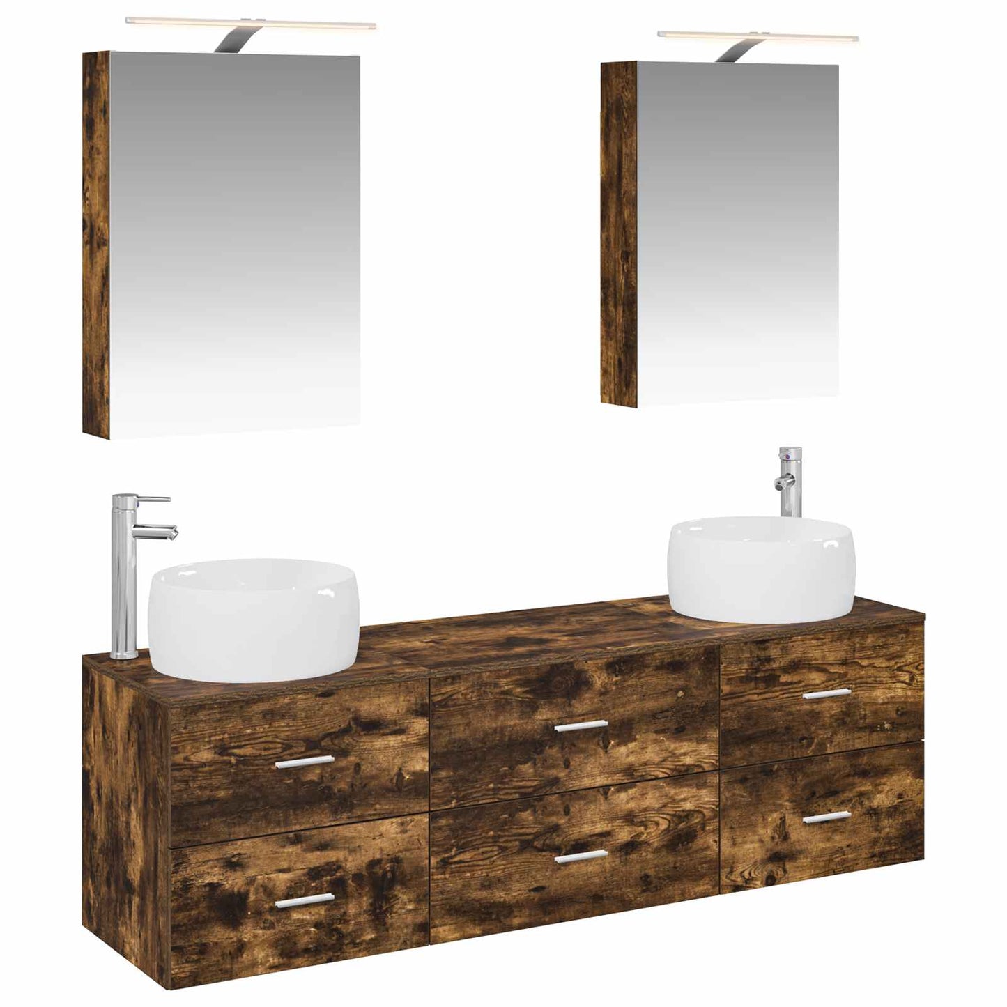 vidaXL Bathroom Furniture Set 5 pcs Smoked Oak 2