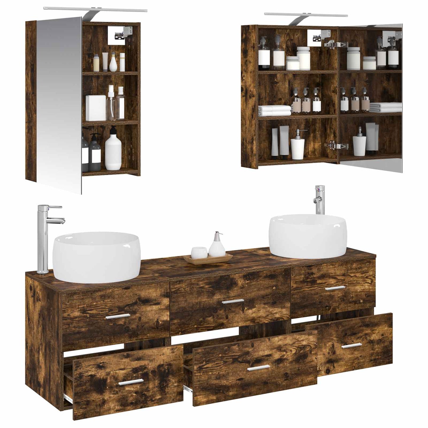 vidaXL Bathroom Furniture Set 5 pcs Smoked Oak 3