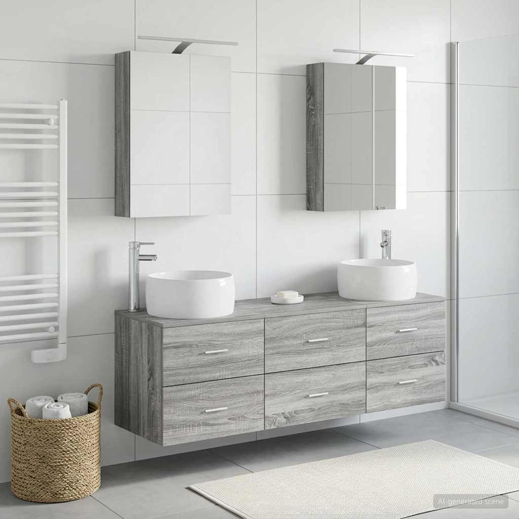 vidaXL Bathroom Furniture Set 5 pcs Grey Sonoma 4
