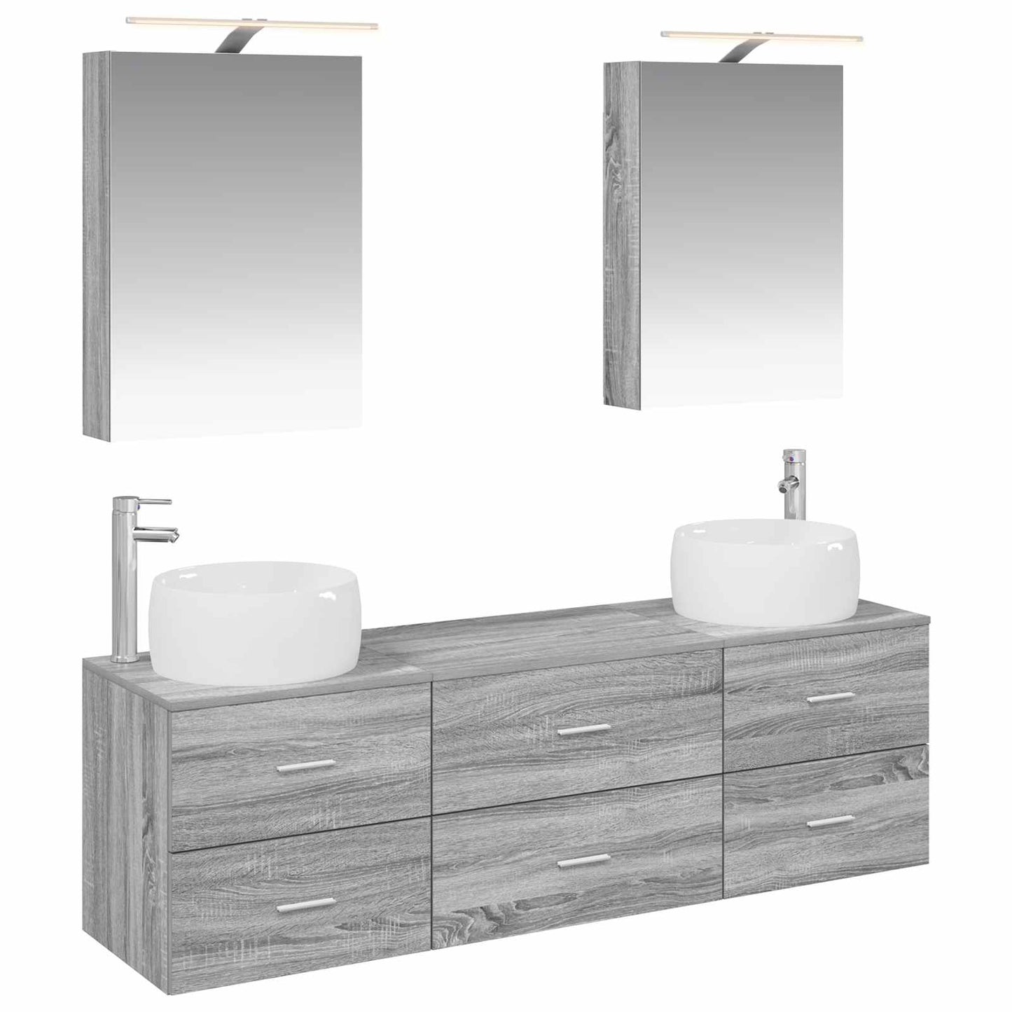 vidaXL Bathroom Furniture Set 5 pcs Grey Sonoma 2