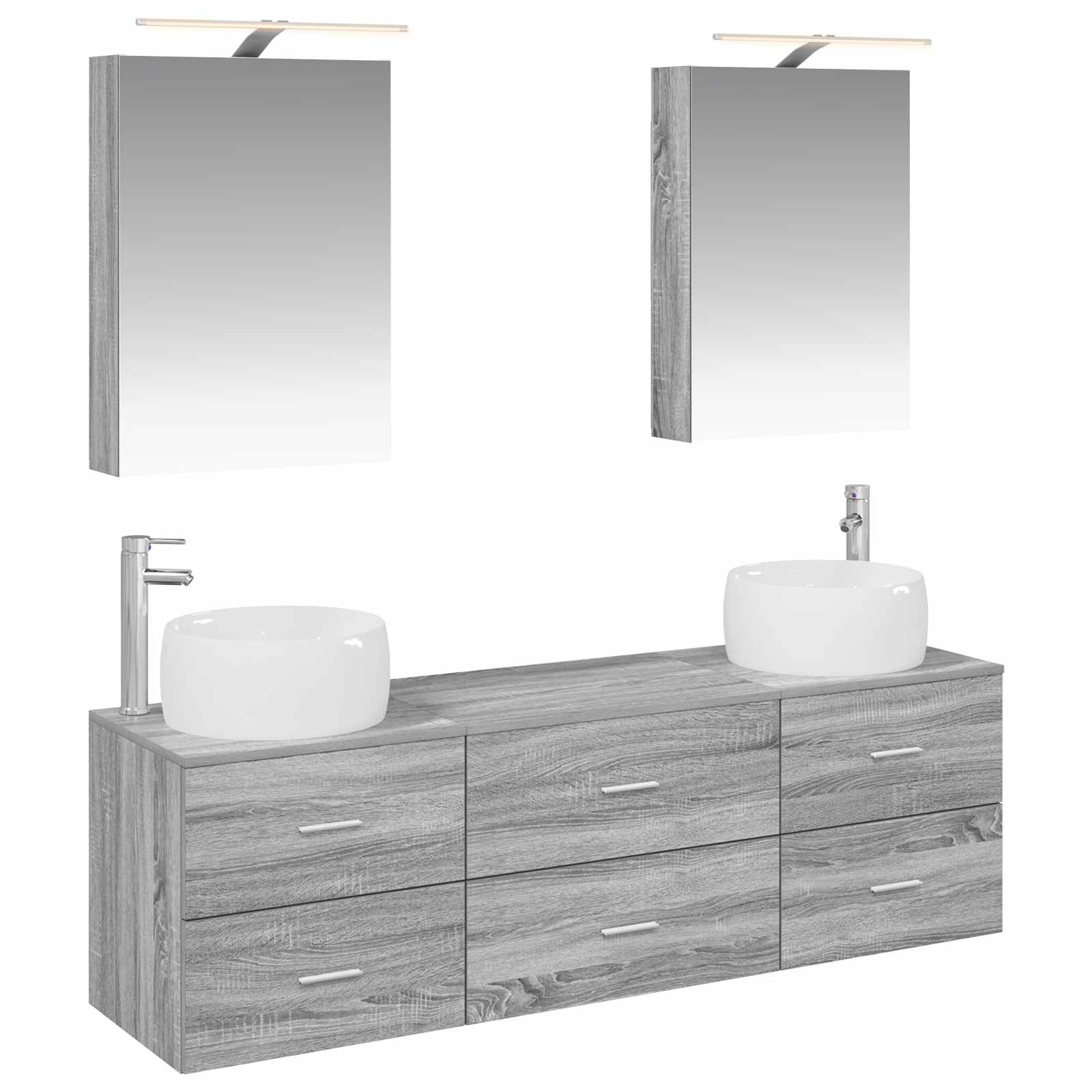 vidaXL Bathroom Furniture Set 5 pcs Grey Sonoma 2