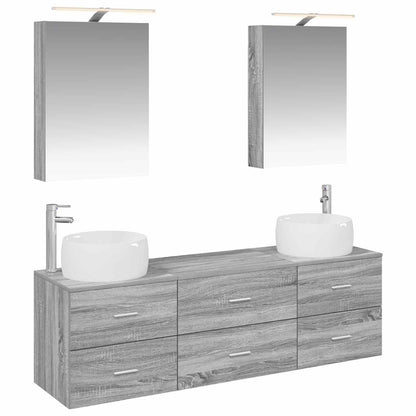 vidaXL Bathroom Furniture Set 5 pcs Grey Sonoma 2