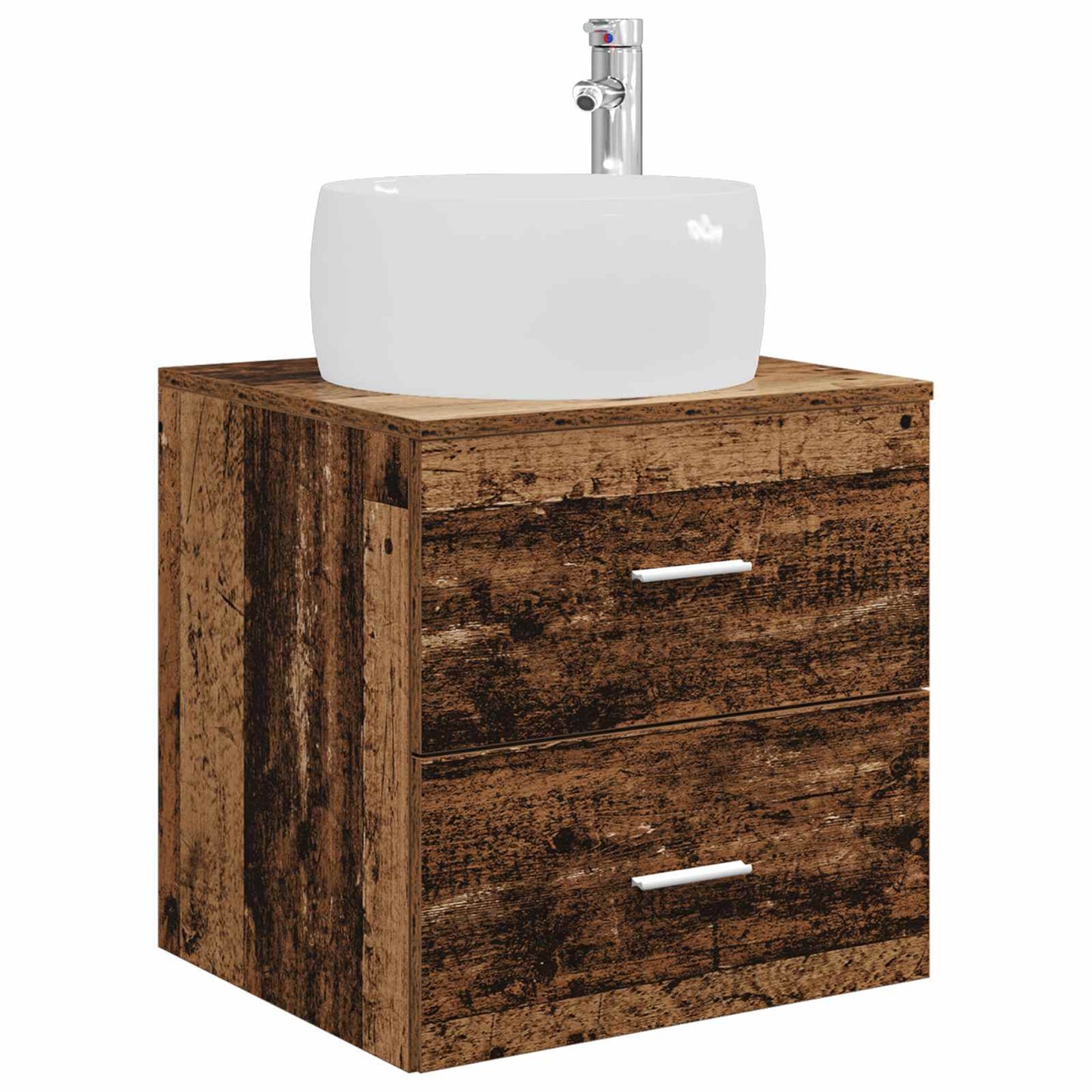 vidaXL Bathroom Furniture Set 5 pcs Old Wood Engineered Wood and Glass 5