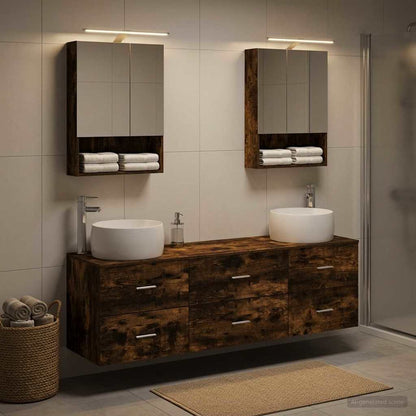 vidaXL Bathroom Furniture Set 5 pcs Smoked Oak 4