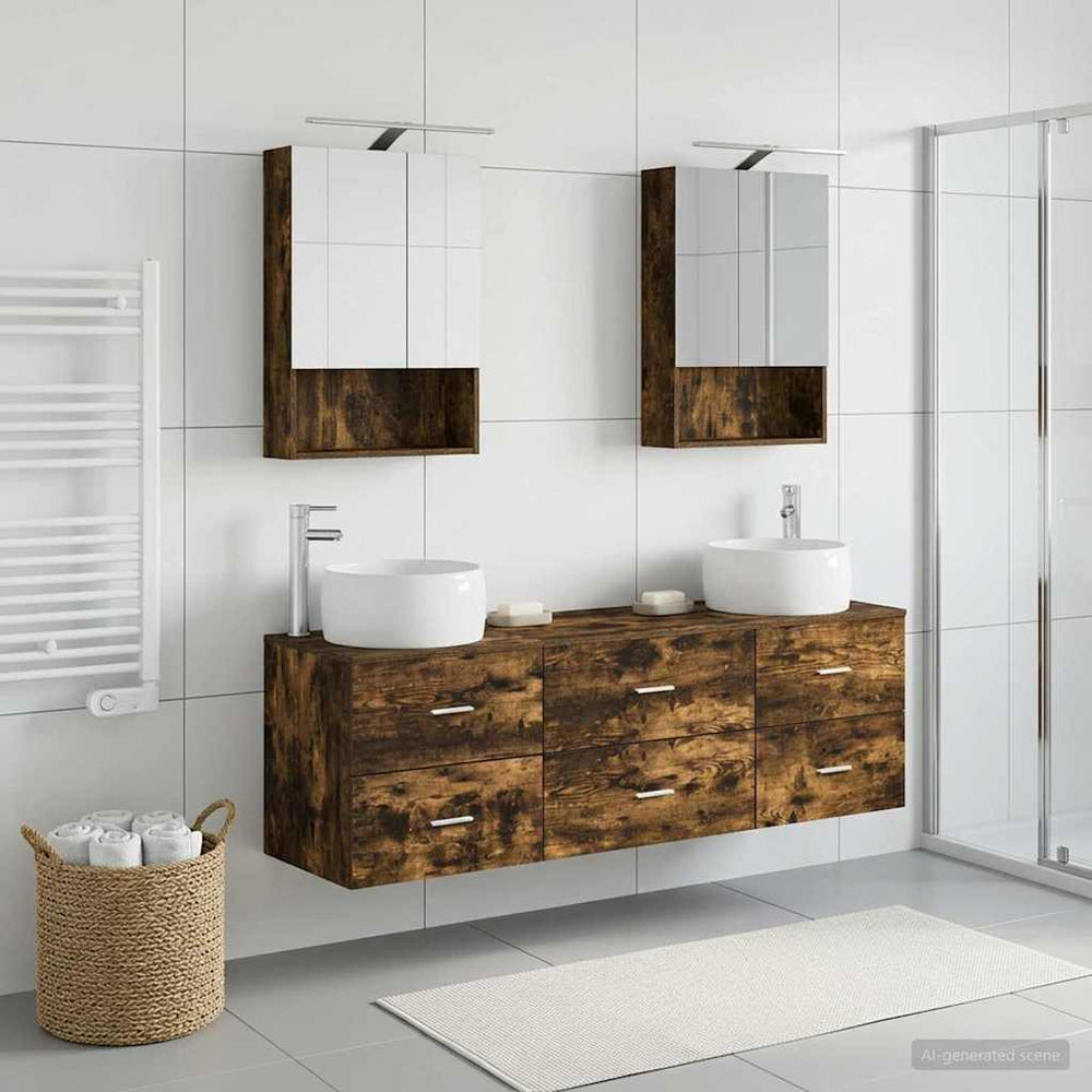 vidaXL Bathroom Furniture Set 5 pcs Smoked Oak