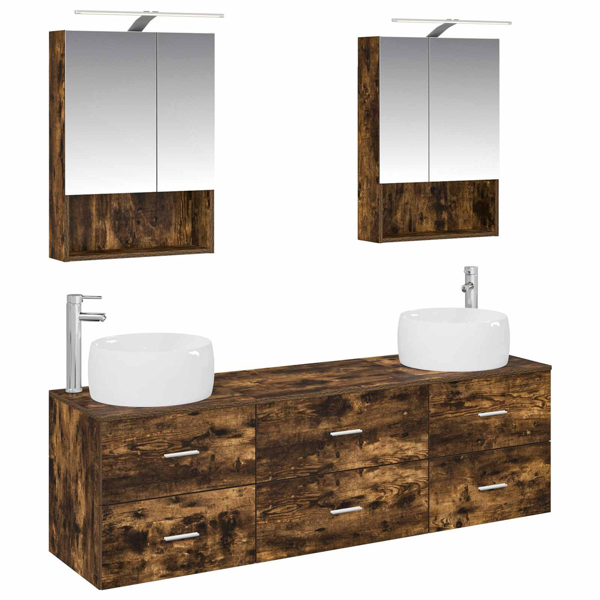 vidaXL Bathroom Furniture Set 5 pcs Smoked Oak 2