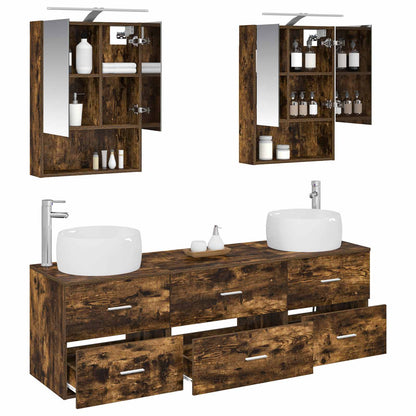 vidaXL Bathroom Furniture Set 5 pcs Smoked Oak 3