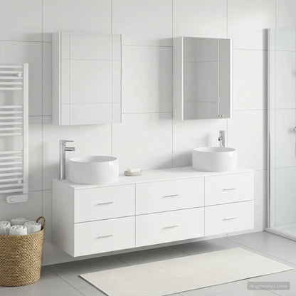 vidaXL Bathroom Furniture Set 5 pcs White Engineered Wood and Glass 4