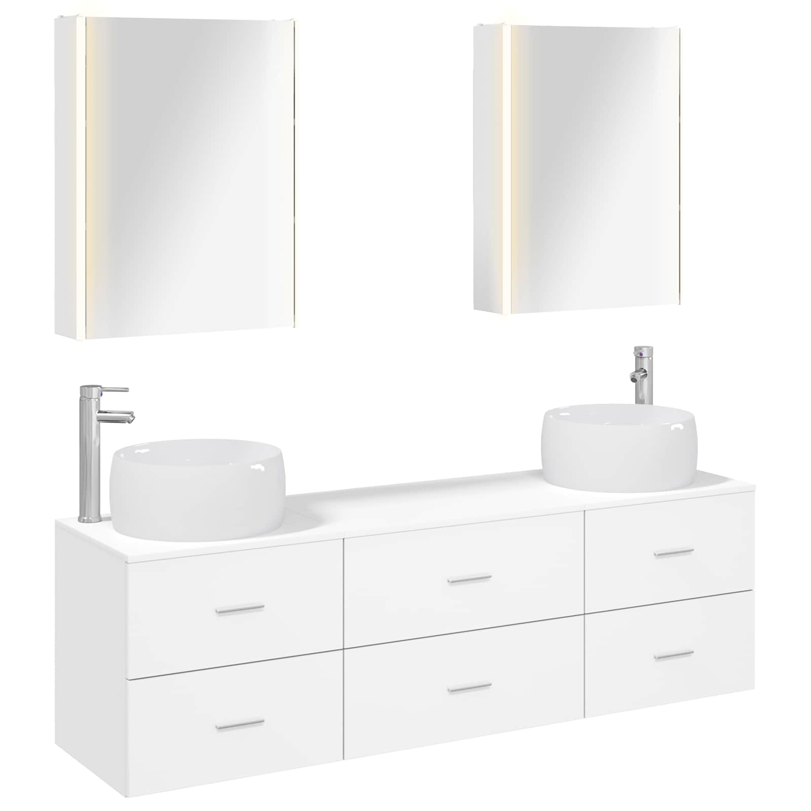 vidaXL Bathroom Furniture Set 5 pcs White Engineered Wood and Glass 2