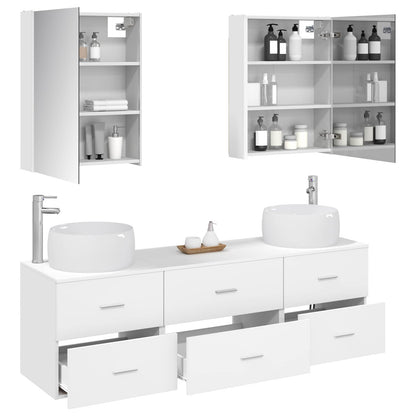 vidaXL Bathroom Furniture Set 5 pcs White Engineered Wood and Glass 3