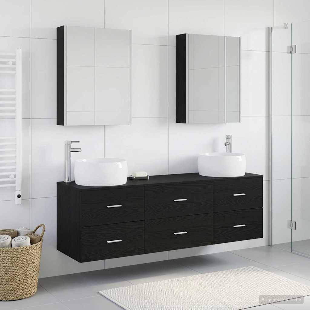 vidaXL Bathroom Furniture Set 5 pcs Black Oak 1