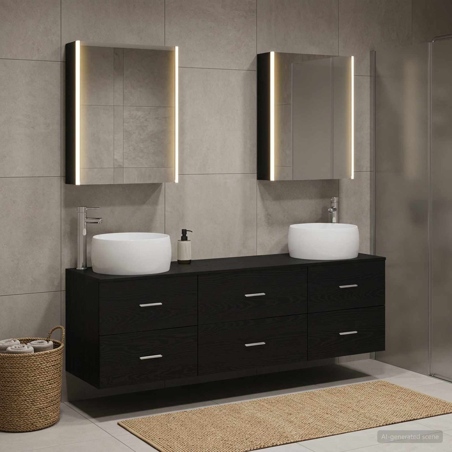 vidaXL Bathroom Furniture Set 5 pcs Black Oak 4