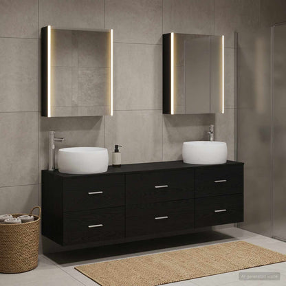 vidaXL Bathroom Furniture Set 5 pcs Black Oak 4