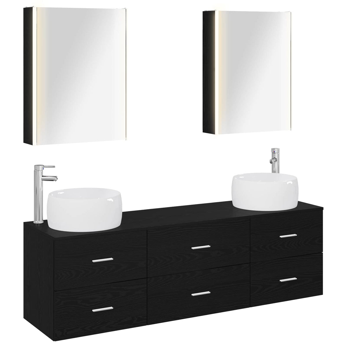 Bathroom Furniture Set 5 pcs 53 x 15.5 x 70 cm Black oak