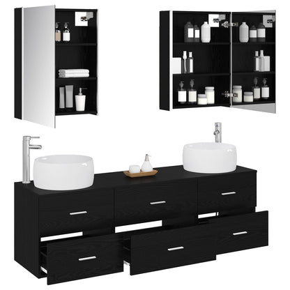 vidaXL Bathroom Furniture Set 5 pcs Black Oak 3