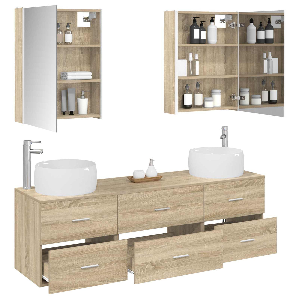 vidaXL Bathroom Furniture Set 5 pcs Sonoma Oak 3