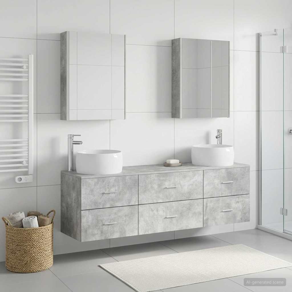 vidaXL Bathroom Furniture Set 5 pcs Concrete Grey 4