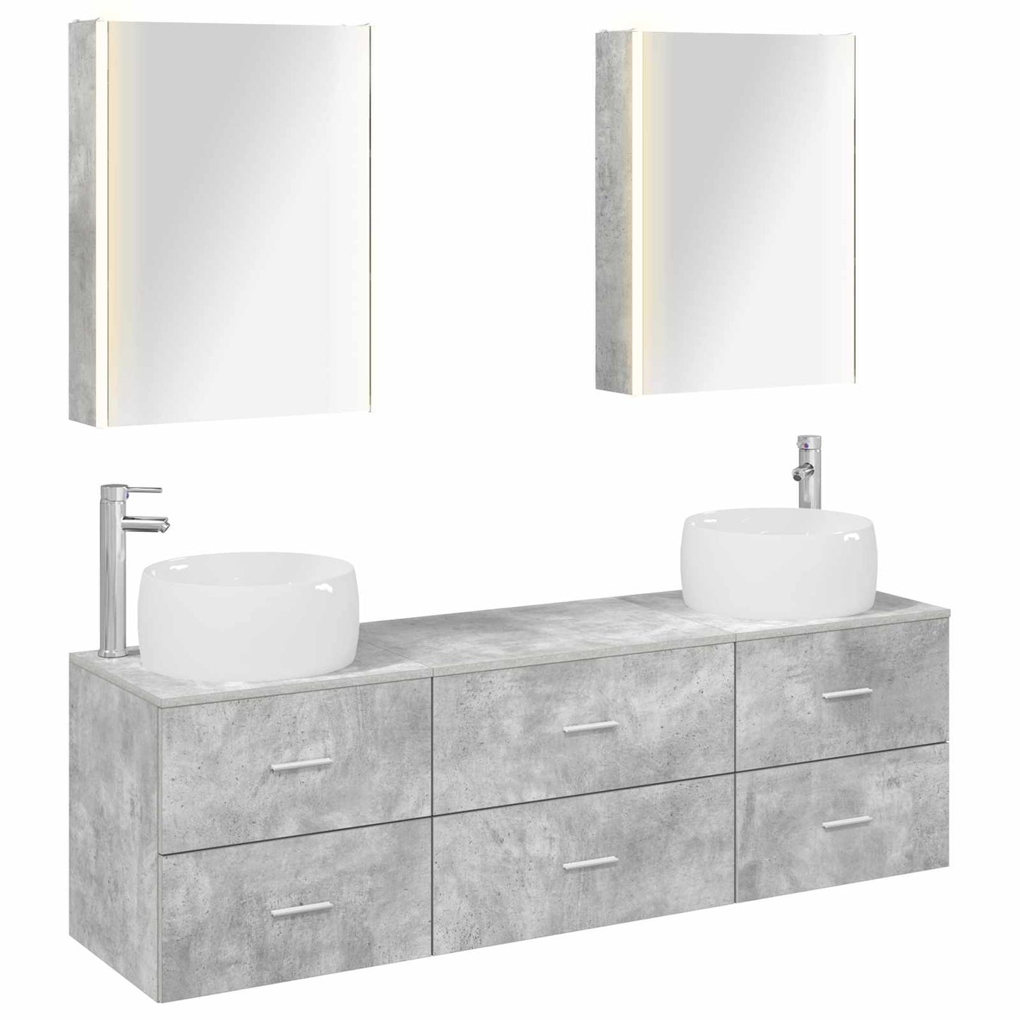 vidaXL Bathroom Furniture Set 5 pcs Concrete Grey 2