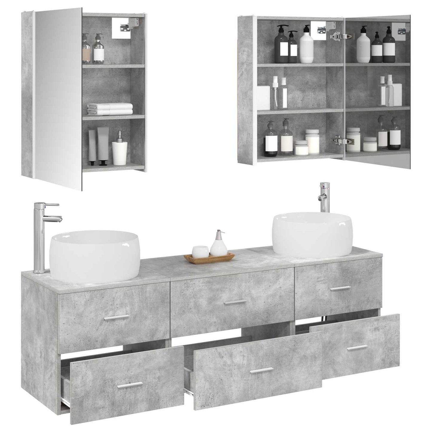 vidaXL Bathroom Furniture Set 5 pcs Concrete Grey 3