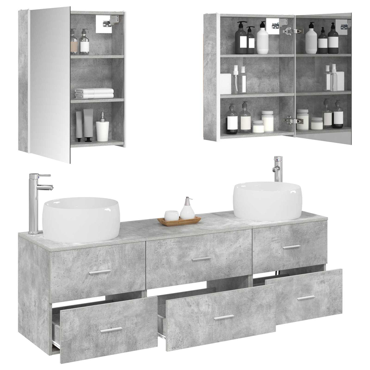 Bathroom Furniture Set 5 pcs 53 x 15.5 x 70 cm Concrete grey